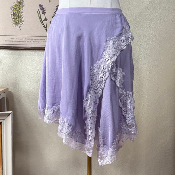 Free People NWT Neon Nights Asymmetric Lace Slip Skirt Fairy Whimsy Romantic M - Picture 2 of 7